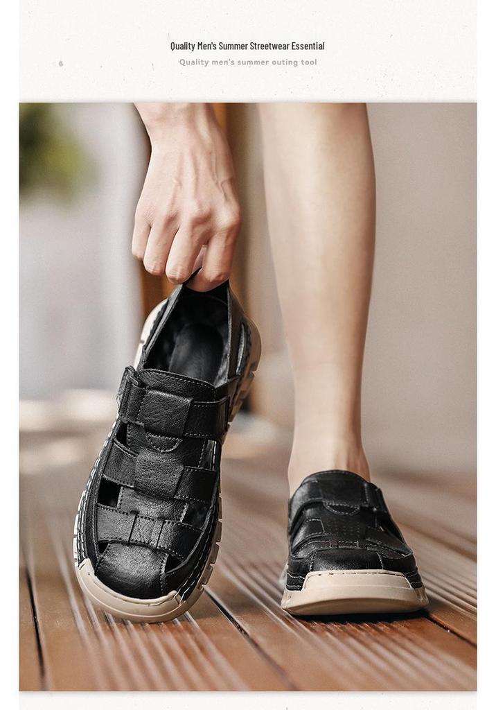 Men's Large Size Closed-Toe Summer Sandals: Outdoor, Water-Crossing, Beach, Driving, Dual-Use Sports, Hollow Design