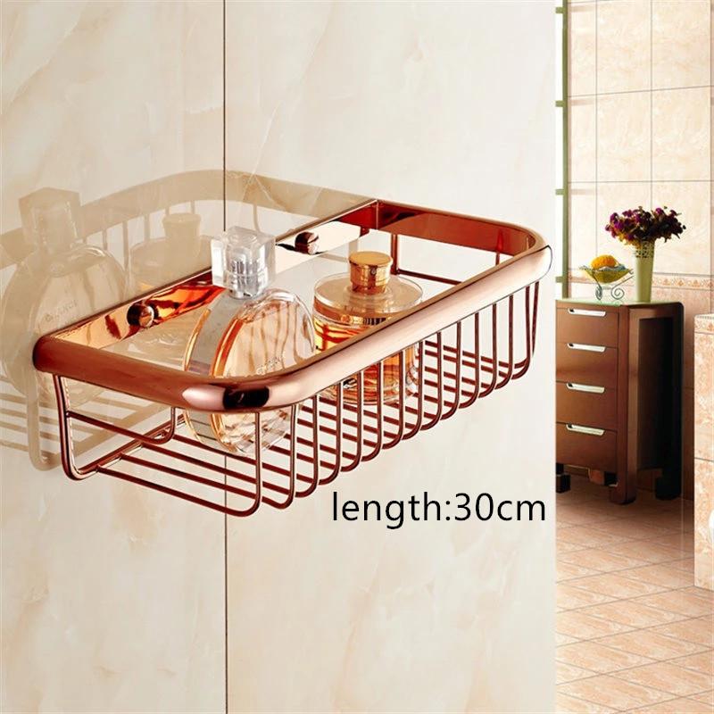 

Bathroom Shelf Copper Bath Shower Rack Bath Shower Shelf Bath Shower Caddy Holder Bolt Inserting Rose gold Square Corner Shelf