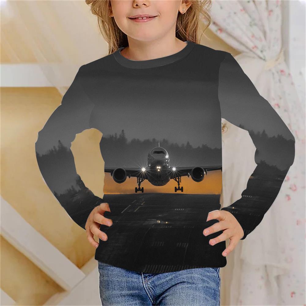 Long Sleeve T-Shirts Summer Aircraft 3D Printed T Shirt Fashion Kids Casual Boy Girl O-Neck Tshirt Children's Tees Tops Clothing
