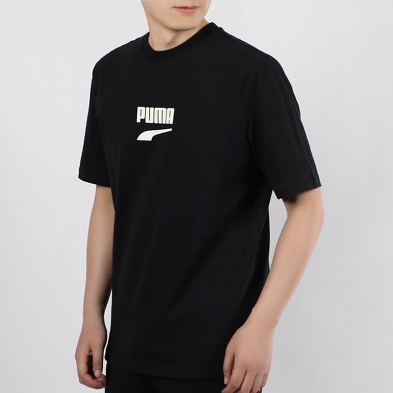 Puma Downtown Classic Logo Short Sleeve T-Shirt Men Tops Black 597348-01