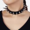 Long Spike Choker Punk Faux Läder krage Goth Style Halsband Tillbehör