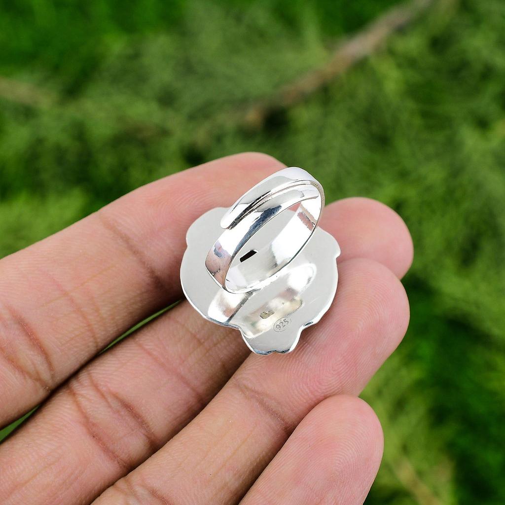 Sacral Chakra Hessonite Rough Stone Promise Daughter Ethnic Ring Sterling Silver