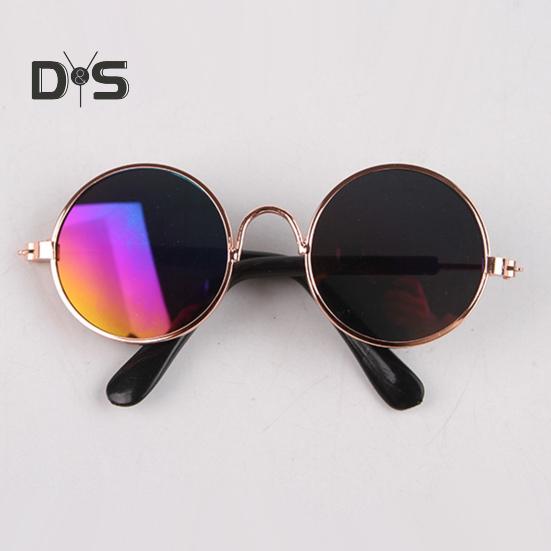 Cat Sunglasses Retro Pet Glasses with Gold Chain for Cats Small Dogs Pet Dress-up Costume Accessories for Photos Cosplay Parties