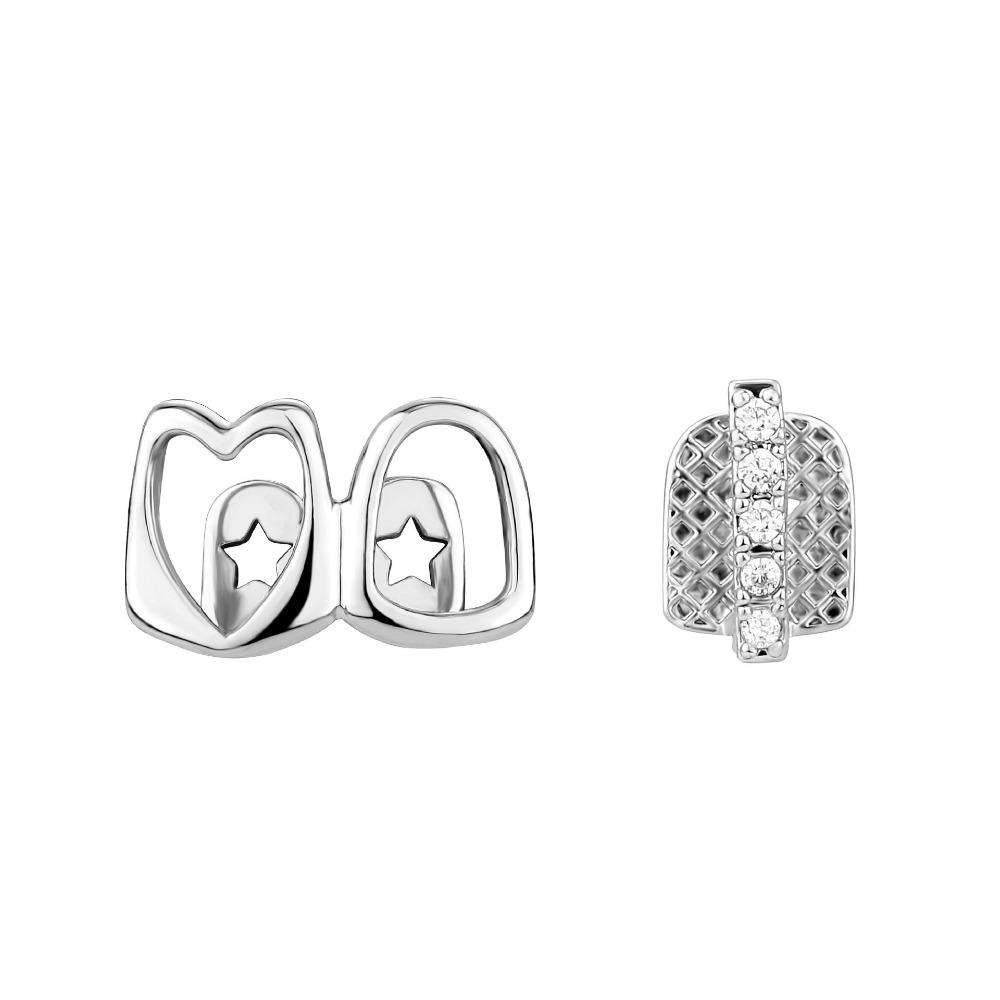 1/2pcs Hip Hop Hollow Heart Tooth Grillz Rhinestone Dental Grills Wearable Tooth Jewelry  Daily