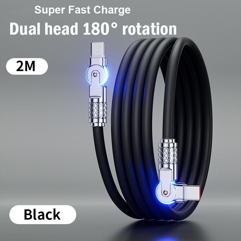 120W PD USB C To Type C Cable Elbow 180 Degree Rotation Super Fast Charge For Samsung S24 S23 S22 Ultra Huawei Laptop Data Sync