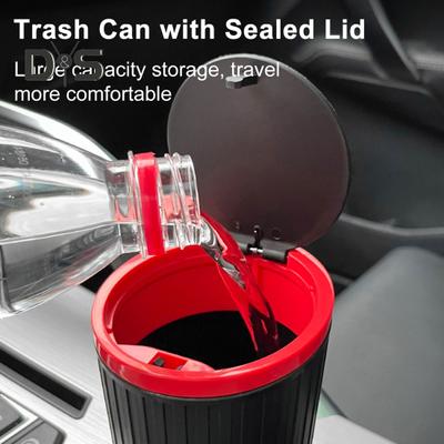 Car Trash Can with Lid Large Capacity Press Leakproof Universal SUV Truck Auto Center Console Armrest Box Rubbish Waste Garbage Bin Storage