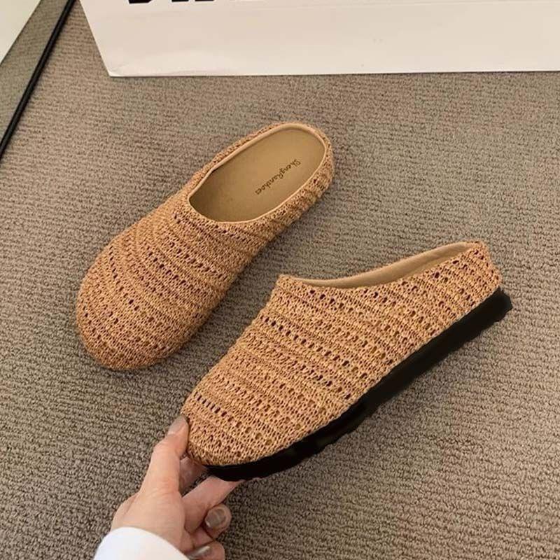 Nya franska halvtofflor ytterkläder deodorant vävda andningsbara mjuk botten slitstarka halkfria nya kinesiska meshskor dam