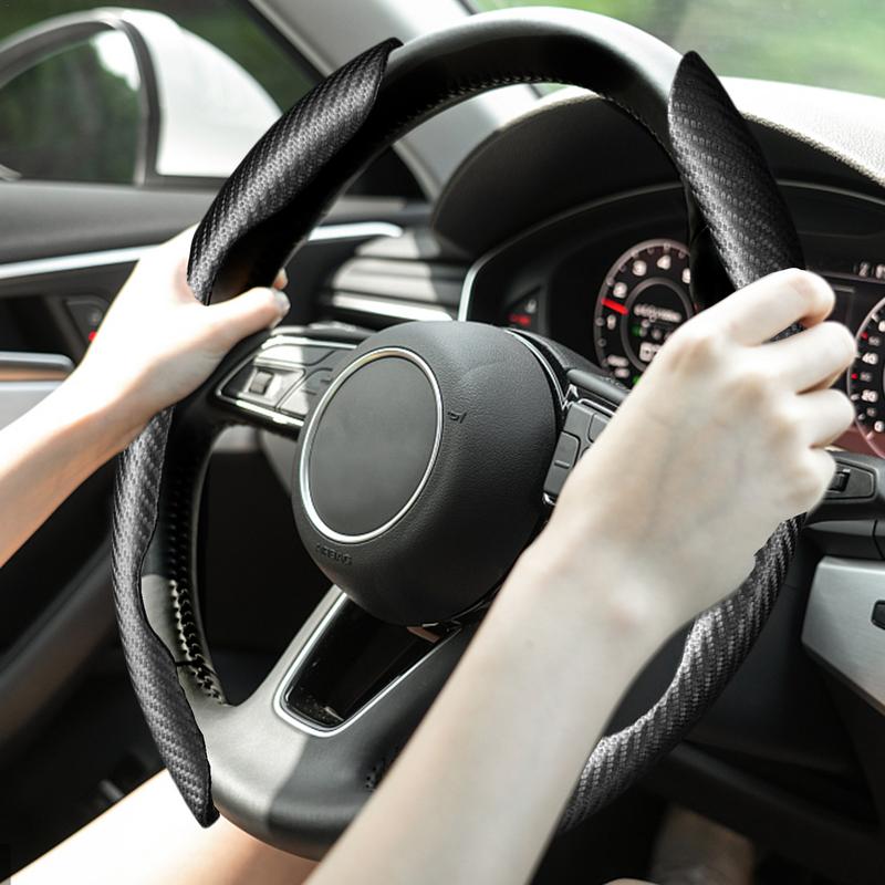 1 pair Car Steering Wheel Cover For 38cm Steering Wheel Diameter Nappa Leather Wheel Booster Cover Protector For Car Interior