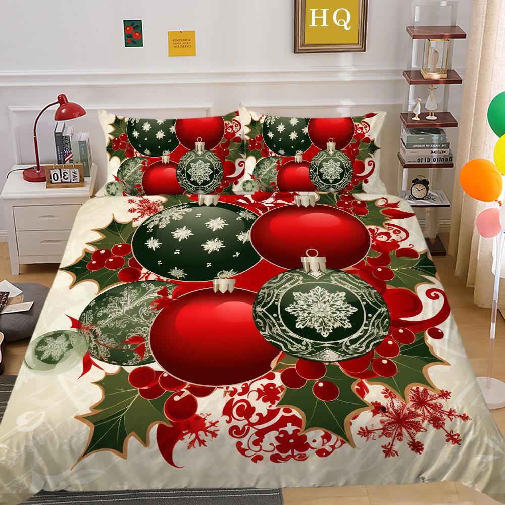 Świąteczny Nadruk Cyfrowy Druk 3D Poliestrowa Poszewka na Poduszkę Poszwa na Kołdrę Dostępny Zestaw Dwu- lub Trzyczęściowy