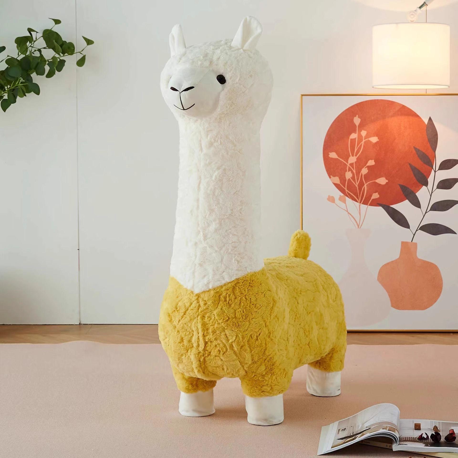 Oversized Alpaca Stool - Internet Famous Creative Plush Animal Seat Living Room Floor Decor Housewarming Gift furniture жёлтый 16180₽