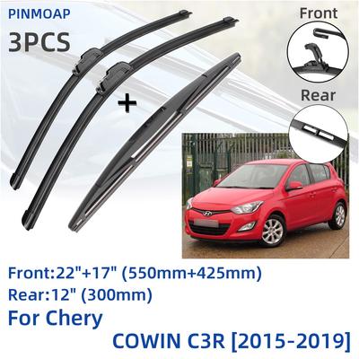 For Chery COWIN C3R 2015-2019 Front Rear Wiper Blades Brushes Cutter Accessories J Hook 2015 2016 2017 2018 2019