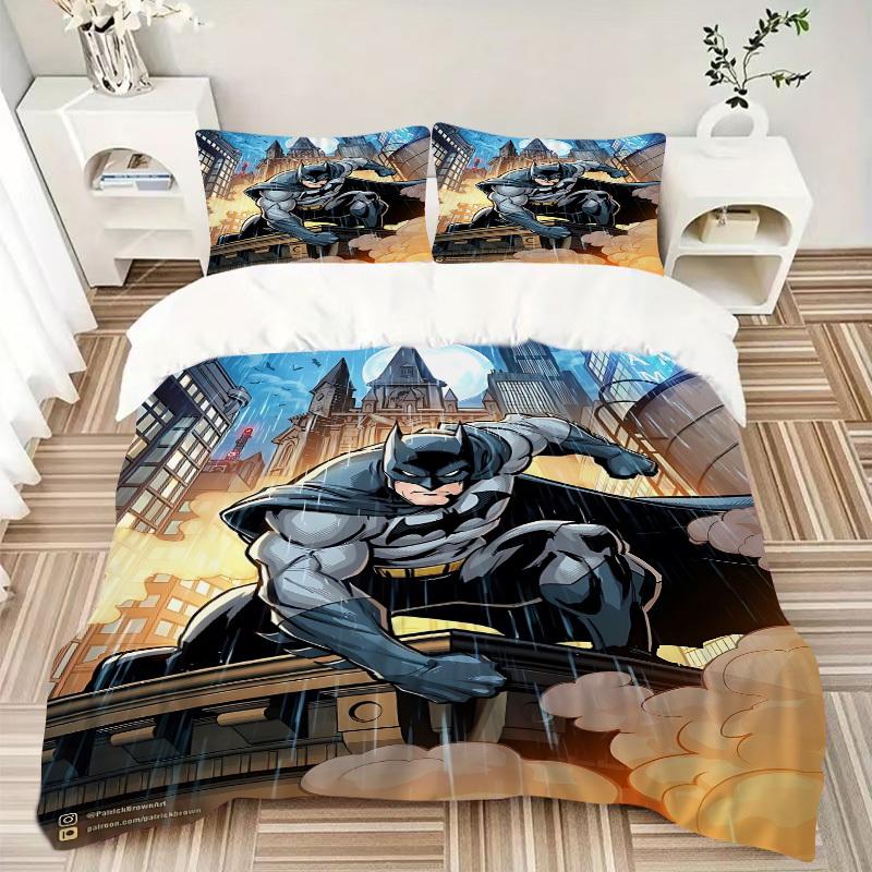 3pcs Batman Cover Set, Bedding Set, Soft Comfortable Duvet Cover, For Bedroom, Guest Room (1*Duvet Cover + 2*Pillowcases, Without Core) yy25