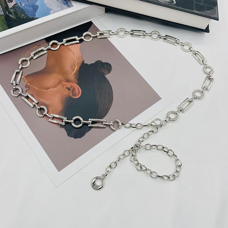 

Современная металлическая цепочка на талию для женщин со светоотражающей отделкой для повседневной моды серебряный