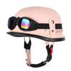 Motorcycle Half-helmet Retro German Handmade Leather Half-face Quick-release Buckle With Goggles