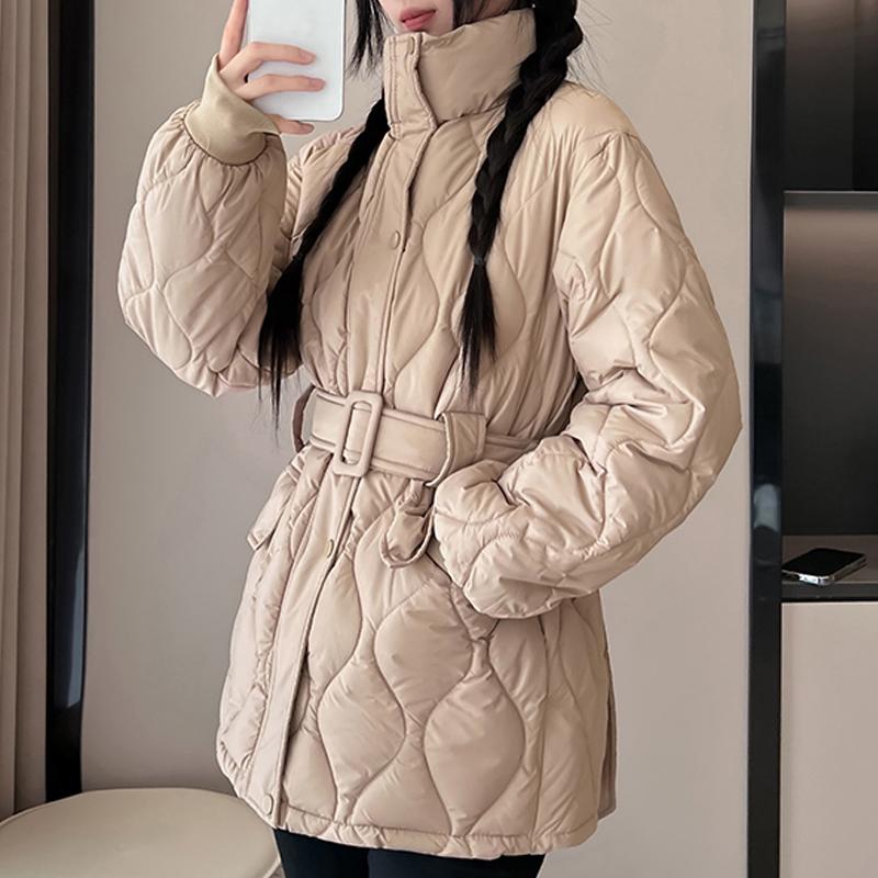 Fashion Winter Woman Parkas With Belt Loose Thick Warm Jackets Women's Coats