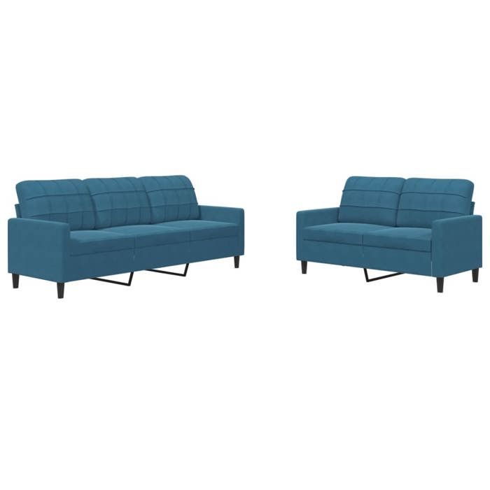 VidaXL Set of 2 Velvet Blue Sofas with Cushions, Sofa, Sofa Seat, Recliner Sofa, Comfort Sofa, Chair 3278400