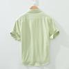 Cotton Solid Color Men's Summer Lightweight Short Sleeve Shirt Business Casual Daily Shirt Loose Casual Jacket