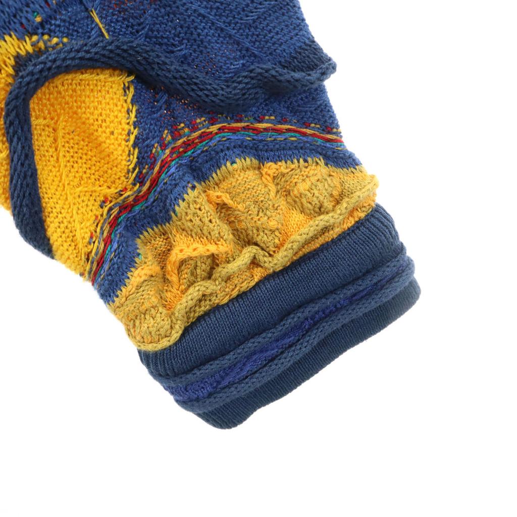 90s Old 3D Long Sleeve V-neck 3D Knit Multi Men's Used