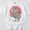 Red Sun Coiled Eastern Dragon Shirt, Ink Wash Graphic Tee, Comfort Colors Cotton