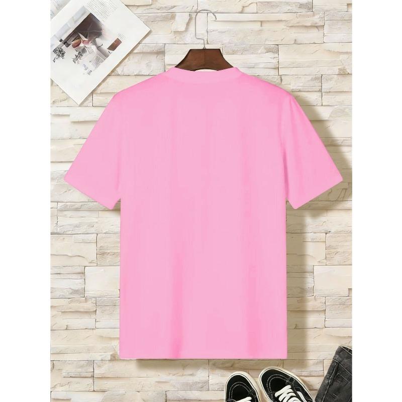 European sizes Cute Sheep Cartoon Character Print Pattern, Comfortable for Outdoor Sports and Indoor Daily Casual Wear, Boys' Fashion T-Shirt
