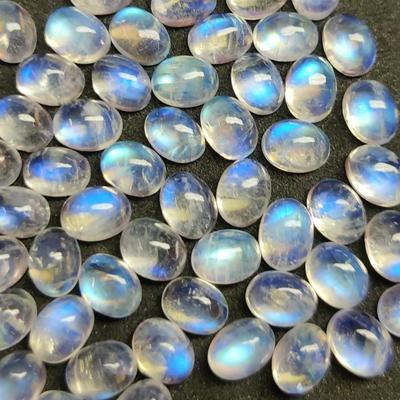 Natural Blue Flashy Rainbow Moonstone, Healing Fire Stone Lot, Moonstone Oval, Blue Fire Cabochon, Loose Cabochon Oval For Making Jewelry