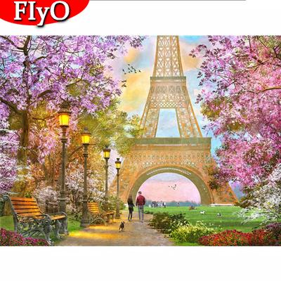 Pittura Diamante 5D Scenografia di Parigi Torre Eiffel Trapano Completo Arte Strass Ricamo Diamante Punto Croce Decorazione Casa