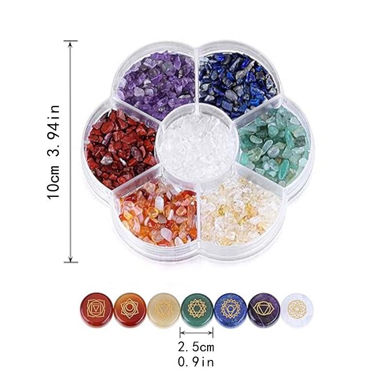 Seven-Color Crystal Agate Jade Chakra Plum Blossom Gift Set Ornament Craft