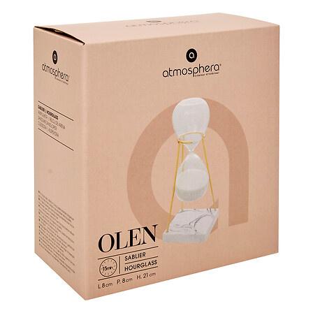 Olen Hourglass 21Cm Glass And Marble Resin Base