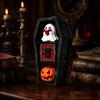 Spooky Window Display Props Halloween Gothic Coffin-Shaped Fidget Clicker Toy, Mini Push Pop Sensory Toy with Small Collectible Figures Ghost Pumpkin