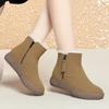 New Winter Women's Leather High Top Flat Sole Wool Boots Soft Sole Non Slip Plush Warm Round Toe Snow Boots Zipper Cotton Boots