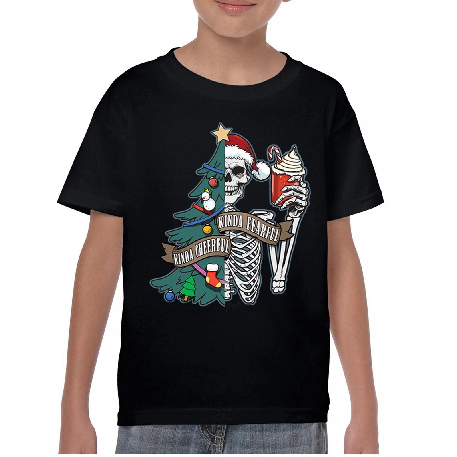 Kinda Cheerful Kind of Fearful Youth kids boys T-Shirt Christmas Santa Dead Inside Kids 120