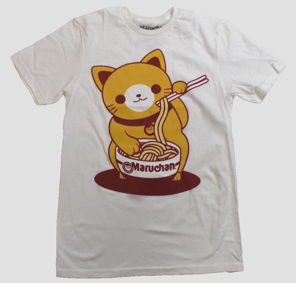 Maruchan Mens Ramen Noodle Cat Instant Lunch Graphic White Shirt NWT Medium S