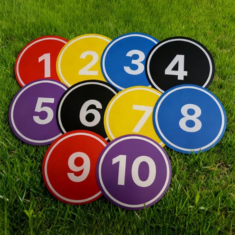 Soccer Flat Disc Markers Numbered Spots Markers Antislip Soccer Training Floor Agility Dots for Training, Exercise, Gym