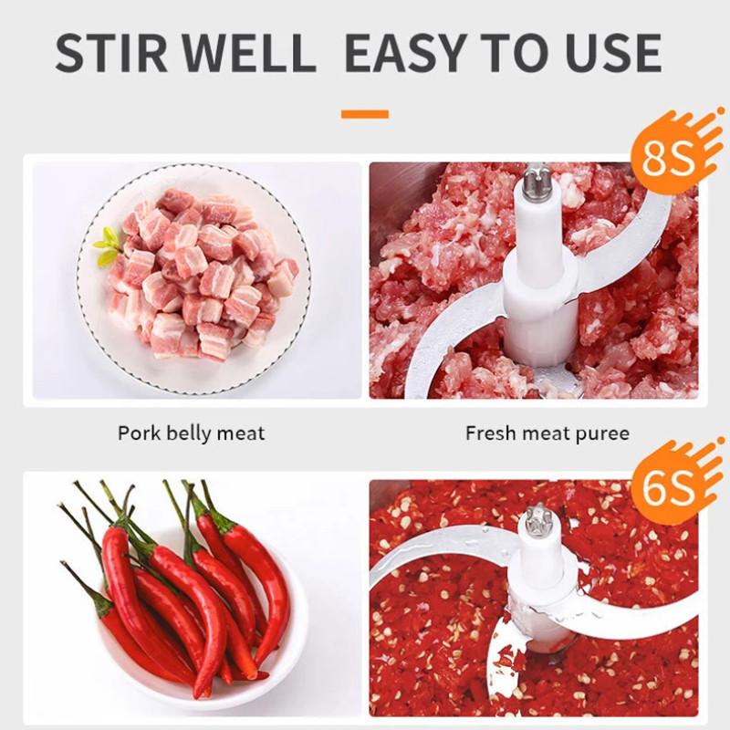 1500W  Stainless Steel Meat Grinder 3 Gears Powerful 4-Layer Blade Vegetable Crusher Kitchen Onion Garlic Grinder