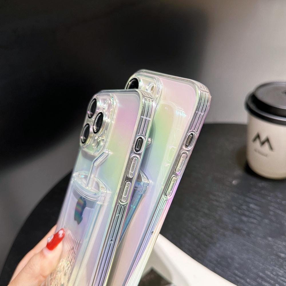Dynamic Liquid Bling Sequin Quicksand Cup Mäkké puzdro na telefón pre Iphone 14 13 12 11 Pro Max Laser Gradient Clear Cover