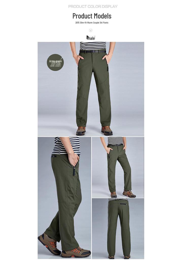 Waterproof Softshell Ski Pants - Thickened Warm Fleece Mountaineering Pants for Men & Women