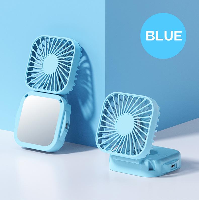 

Portable Folding Mirror Fan: Compact Neck and Desktop Fan with Makeup Mirror 8*8.5*5 cm небесно-голубой