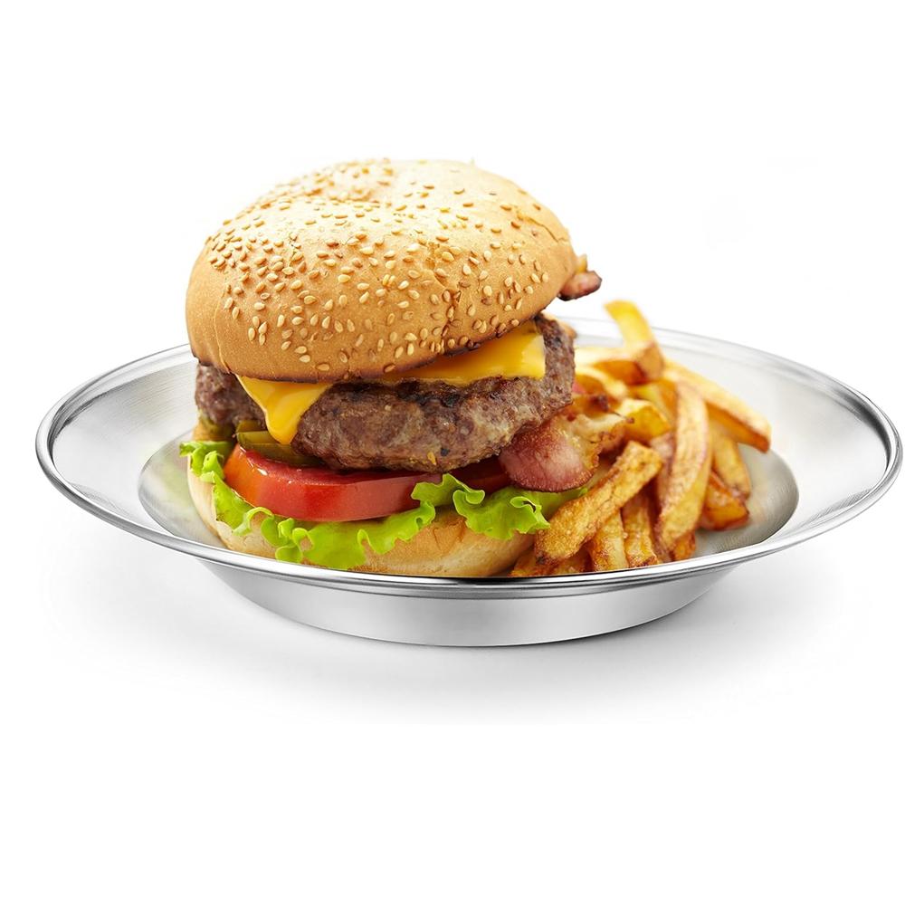 1PC Stainless Steel Plate 8in Ultra-Portable Dinnerware Metal Dinner Plates for Kids Toddlers Grate for Outdoor Camping Picnic