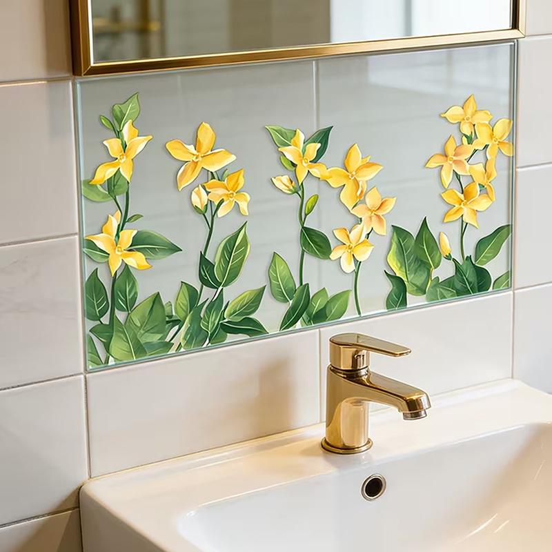 Blumen Wandaufkleber Abnehmbar Selbstklebend Badezimmer Aufkleber Küchenspüle Rückwand Dekoration Fliesen Aufkleber