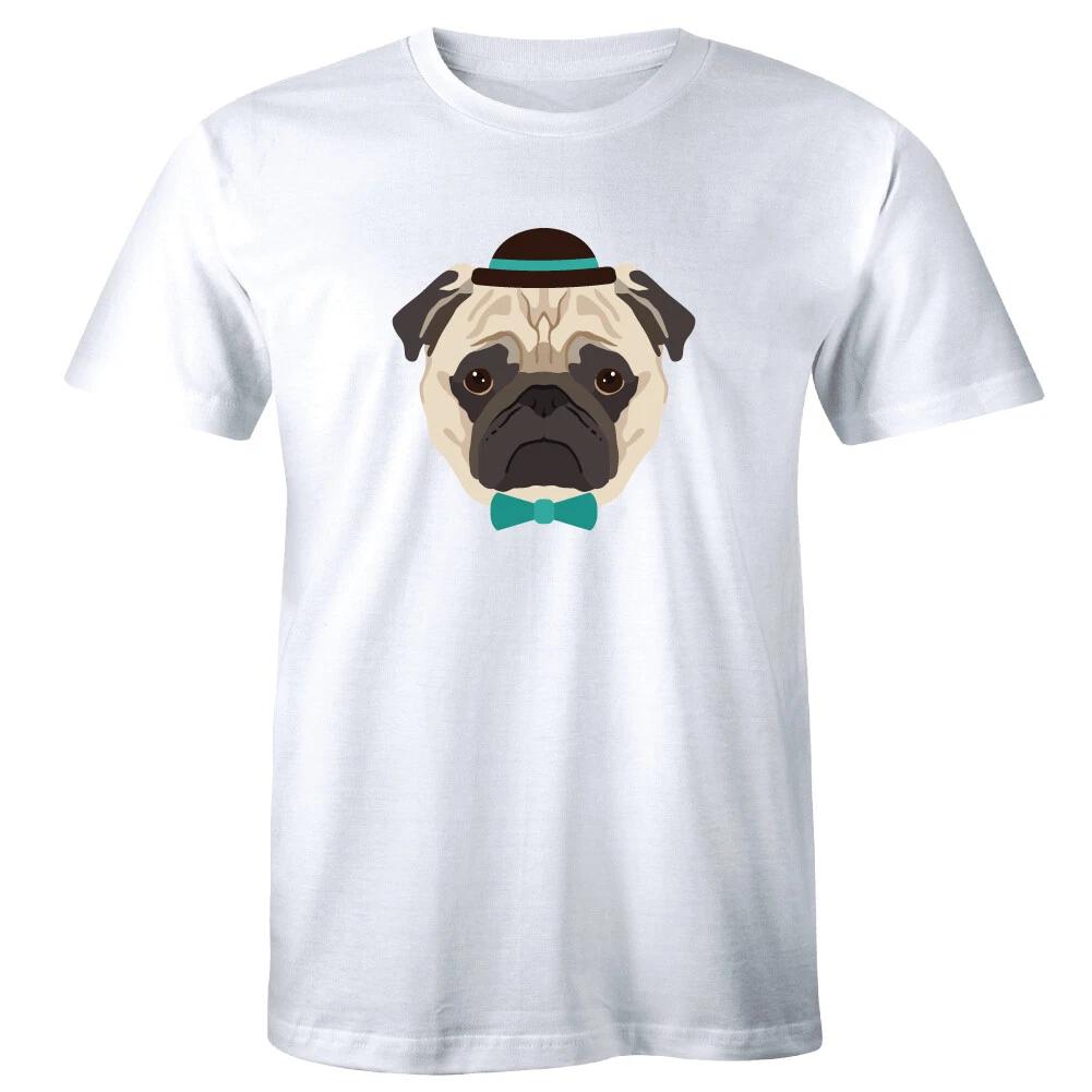 

Pug with Hat and Bow Tie Crew Neck T-Shirt for Men Gift for Dog Lovers XL