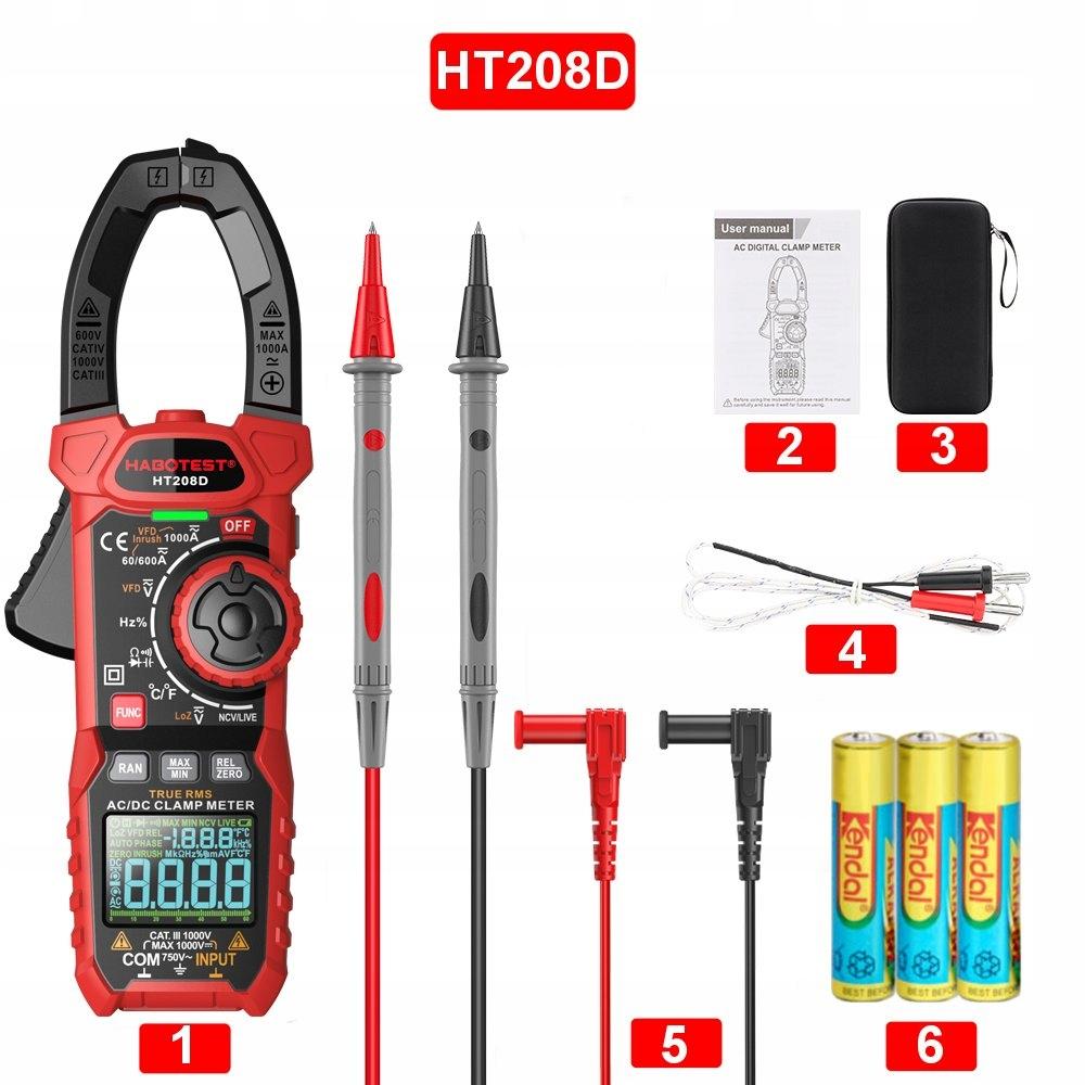 Multimeter Clamp Meter Lcd Display Led Flashlight Batteries Case Accessories