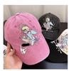 Y2K Anime Angel Embroidered Washed Baseball Cap, Vintage Pink Distressed Dad Hat for Women