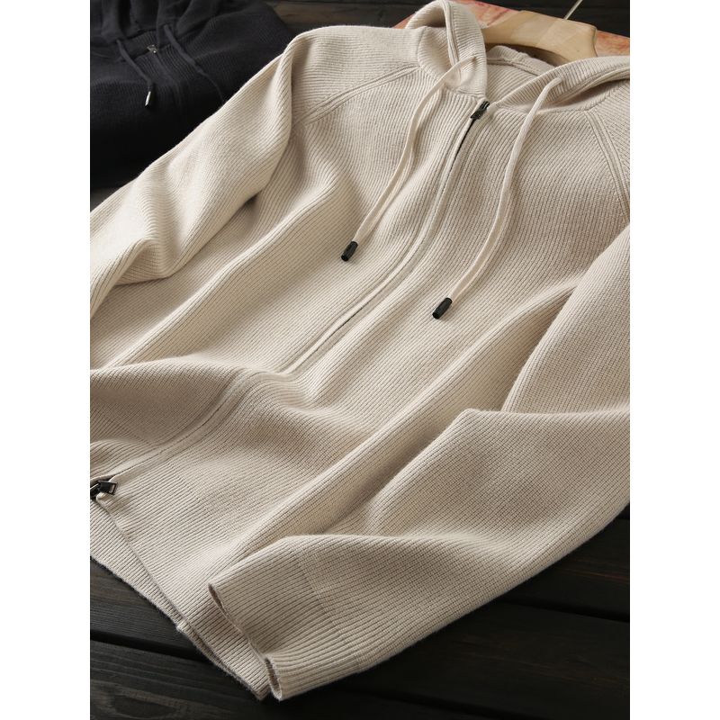 Heavy Goods Gock Zip-up Cardigan Italian Orders Men's Autumn and Winter Hood Fleece Knit Sweater Outerwear