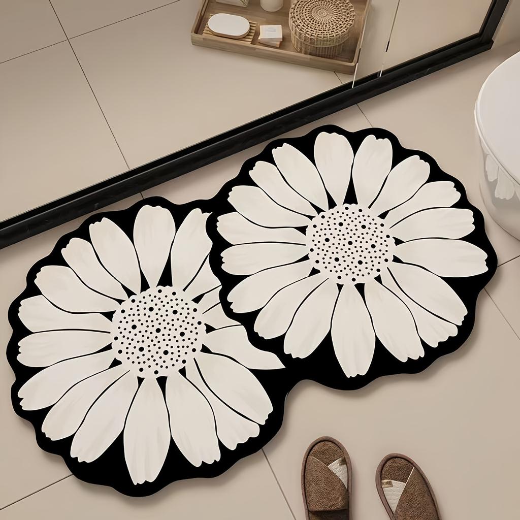 

1pc Flower Diatomite Bath Mat - Super Absorbent, Quick-Dry, Anti-Slip, Decorative Shower Rug, Easy To Clean, Strong Adsorption CDN 40x60cm