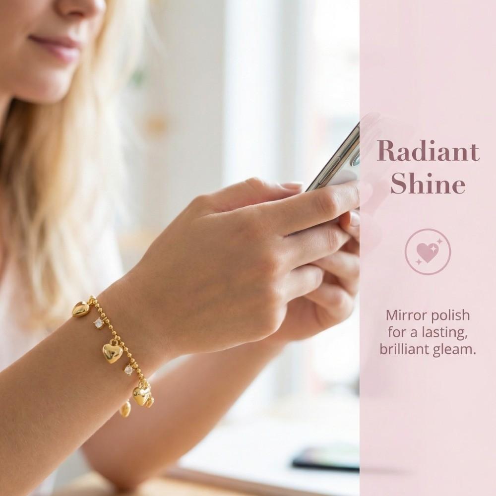 Bead Heart Bracelet Zinc Zinc Alloy Charm Hand Chain Fashion Gold Bracelet  Anniversary Gift