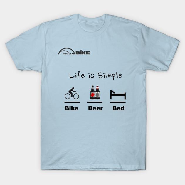 Men Black Print T-shirt Bike Shirt - Life Is Simple - Bike - Beer - Bed No-Cut Transfer Paper Print Cotton Tshirt XL светло-синий