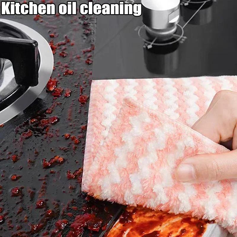 10-100pcs Kitchen Wipes Coral Velvet Wave Design Wipes Microfibre Thickened Absorbent Wipes Household Cleaning Cloth Set