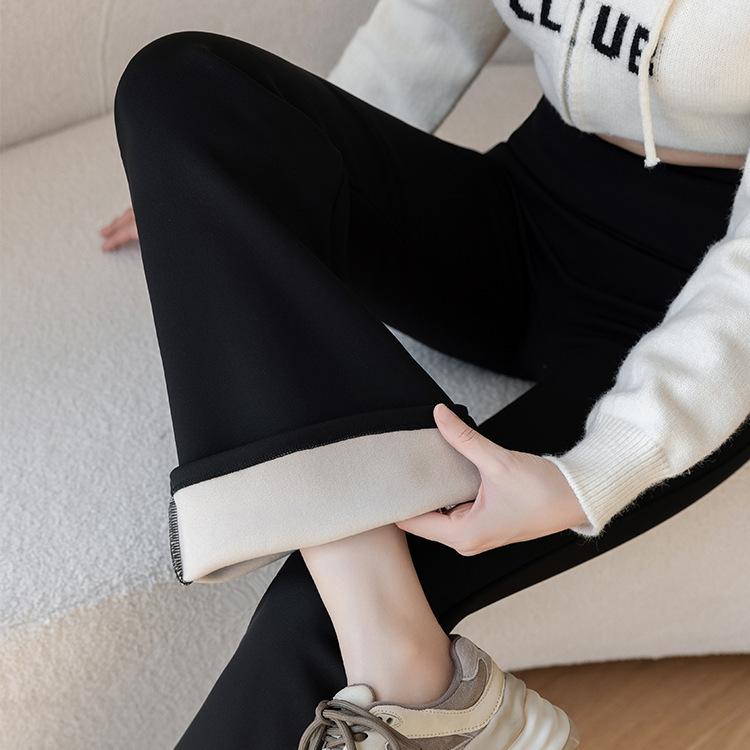 Women High Waist Flared Shark Pants Plus Size Yoga Pants Stretch Slim Bootcut Leggings Outer Wear Trousers