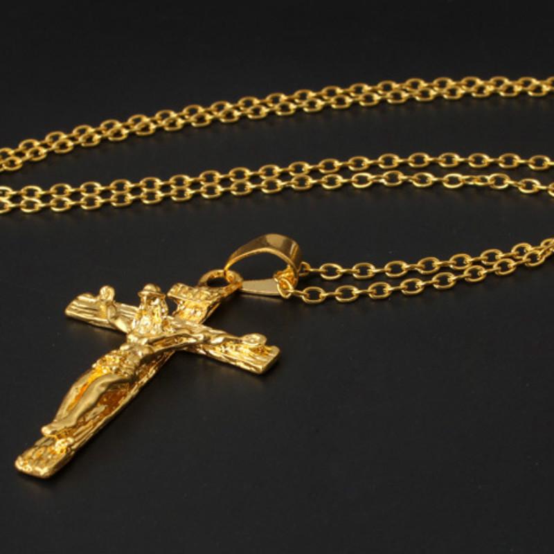 Christian Ornament Men Jesus Cross Vintage Necklace