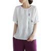 Women's Retro Floral Embroidered Cotton Linen Short-Sleeve Loose T-Shirt